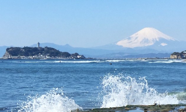 稲村ケ崎で富士山